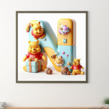 Load image into Gallery viewer, Diamond Painting - Full Round - Winnie 26 letters of the alphabet N for bear (30*30CM)