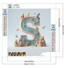 Load image into Gallery viewer, Diamond Painting - Full Round - 26 letters of the alphabet S for Winnie the Pooh (30*30CM)