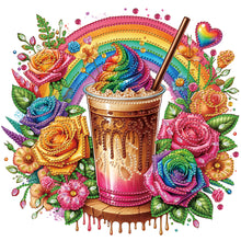 Load image into Gallery viewer, Diamond Painting - Partial Special Shaped - Milk tea and rainbow roses (30*30CM)