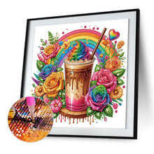 Load image into Gallery viewer, Diamond Painting - Partial Special Shaped - Milk tea and rainbow roses (30*30CM)