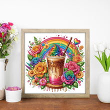 Load image into Gallery viewer, Diamond Painting - Partial Special Shaped - Milk tea and rainbow roses (30*30CM)