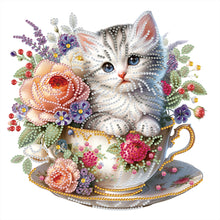 Load image into Gallery viewer, Diamond Painting - Partial Special Shaped - Cute cat in a cup (30*30CM)