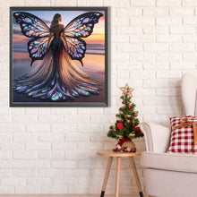 Load image into Gallery viewer, AB Diamond Painting - Full Round - Butterfly girl on the beach (40*40CM)