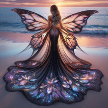 Load image into Gallery viewer, AB Diamond Painting - Full Round - Butterfly girl on the beach (40*40CM)