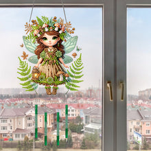 Load image into Gallery viewer, Forest Girl Double Sided Acrylic Special Shape DIY Diamond Painting Wind Chime