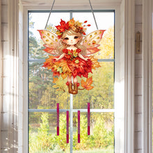 Load image into Gallery viewer, Autumn Girl Double Sided Acrylic Special Shape DIY Diamond Painting Wind Chime