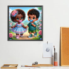 Load image into Gallery viewer, Diamond Painting - Full Round - Girl and boy (40*40CM)