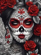 Load image into Gallery viewer, Diamond Painting - Full Round - Girl with ghost makeup (30*40CM)