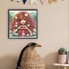Load image into Gallery viewer, Diamond Painting - Partial Special Shaped - Girl with curly hair (30*30CM)
