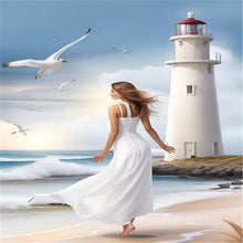 Load image into Gallery viewer, Diamond Painting - Full Square - Woman in white skirt at the seaside (40*50CM)