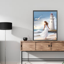 Load image into Gallery viewer, Diamond Painting - Full Square - Woman in white skirt at the seaside (40*50CM)