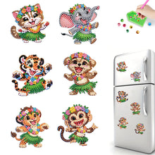 Load image into Gallery viewer, 6Pcs Diamond Painting Fridge Magnet Grass Skirt Animal Fridge Stickers