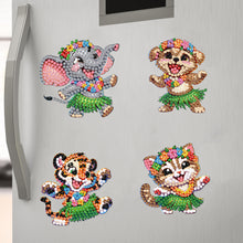 Load image into Gallery viewer, 6Pcs Diamond Painting Fridge Magnet Grass Skirt Animal Fridge Stickers
