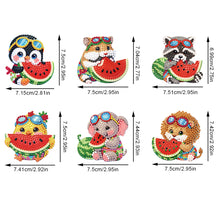 Load image into Gallery viewer, 6Pcs Diamond Painting Fridge Magnet Watermelon Animal Diamond Art Fridge Sticker