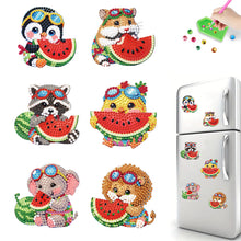 Load image into Gallery viewer, 6Pcs Diamond Painting Fridge Magnet Watermelon Animal Diamond Art Fridge Sticker