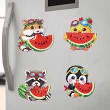 Load image into Gallery viewer, 6Pcs Diamond Painting Fridge Magnet Watermelon Animal Diamond Art Fridge Sticker