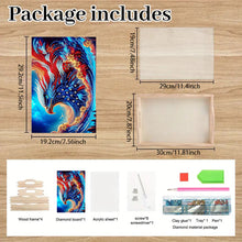 Load image into Gallery viewer, Wooden Eagle Diamond Decorative Serving Tray with Handle for Desk Coffee Table