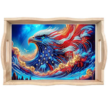 Load image into Gallery viewer, Wooden Eagle Diamond Decorative Serving Tray with Handle for Desk Coffee Table