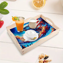 Load image into Gallery viewer, Wooden Eagle Diamond Decorative Serving Tray with Handle for Desk Coffee Table