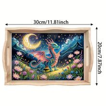 Load image into Gallery viewer, Wooden Dinosaur Diamond Decorative Serving Tray with Handle for Coffee Table