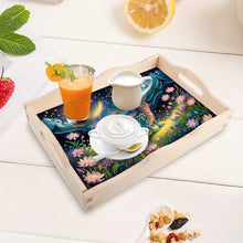 Load image into Gallery viewer, Wooden Dinosaur Diamond Decorative Serving Tray with Handle for Coffee Table