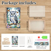Load image into Gallery viewer, Wooden Owl Diamond Decorative Serving Tray with Handle for Desk Coffee Table
