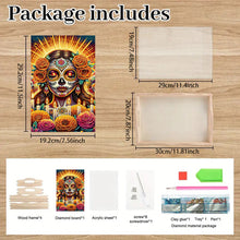 Load image into Gallery viewer, Wooden Horror Girl Diamond Decorative Serving Tray with Handle for Coffee Table