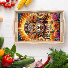 Load image into Gallery viewer, Wooden Horror Girl Diamond Decorative Serving Tray with Handle for Coffee Table