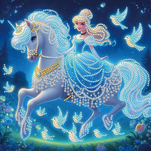 Load image into Gallery viewer, Diamond Painting - Partial Special Shaped - Princess Cinderella riding a horse (30*30CM)