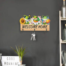 Load image into Gallery viewer, Wooden Special Shape Frog And Flower 3 Hooks No Punch Diamond Painting Hook Rail