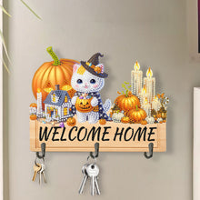 Load image into Gallery viewer, Wooden Special Shape Pumpkin Cat 3 Hooks No Punch Diamond Painting Hook Rail