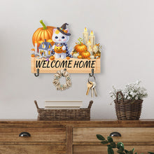 Load image into Gallery viewer, Wooden Special Shape Pumpkin Cat 3 Hooks No Punch Diamond Painting Hook Rail