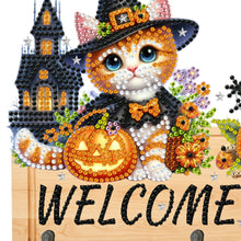 Load image into Gallery viewer, Wooden Special Shape Pumpkin Cat 3 Hooks No Punch Diamond Painting Hook Rail