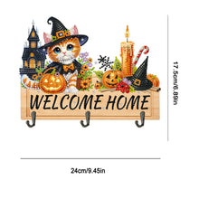 Load image into Gallery viewer, Wooden Special Shape Pumpkin Cat 3 Hooks No Punch Diamond Painting Hook Rail