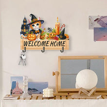 Load image into Gallery viewer, Wooden Special Shape Pumpkin Cat 3 Hooks No Punch Diamond Painting Hook Rail