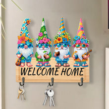 Load image into Gallery viewer, Wooden Special Shape Summer Gnome 3 Hooks No Punch Diamond Painting Hook Rail