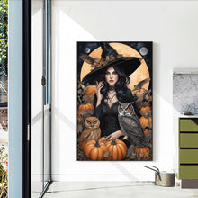 Load image into Gallery viewer, Diamond Painting - Full Round - Pumpkin owl witch (40*60CM)