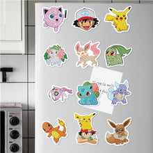 Load image into Gallery viewer, 12Pcs Diamond Painting Fridge Magnet Pokemon Fridge Stickers for Home Decor