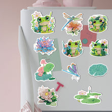 Load image into Gallery viewer, 11Pcs Diamond Painting Fridge Magnet Dragonfly Frog Lotus Fridge Stickers
