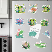 Load image into Gallery viewer, 11Pcs Diamond Painting Fridge Magnet Dragonfly Frog Lotus Fridge Stickers