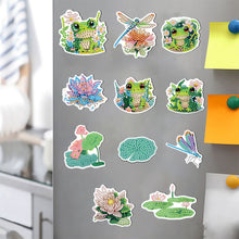 Load image into Gallery viewer, 11Pcs Diamond Painting Fridge Magnet Dragonfly Frog Lotus Fridge Stickers