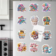 Load image into Gallery viewer, 12Pcs Diamond Painting Fridge Magnet Animal Cupcake Diamond Art Fridge Stickers