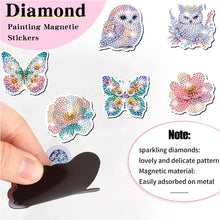 Load image into Gallery viewer, 12Pcs Diamond Painting Fridge Magnet Owl Flower Butterfly Fridge Stickers