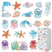 Load image into Gallery viewer, 20Pcs Sea Creatures Diamond Painting Fridge Stickers for Fridge Whiteboards