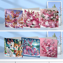 Load image into Gallery viewer, 6Pcs Winter Fawn DIY Diamond Painting Card Rhinestone Painting Card Kit