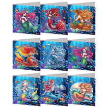 Load image into Gallery viewer, 9Pcs Mermaid DIY Diamond Painting Card Rhinestone Painting Card Kit for Friends