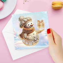 Load image into Gallery viewer, 6Pcs Winter Snowman DIY Diamond Painting Card Rhinestone Painting Card Kit