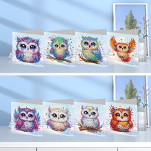Load image into Gallery viewer, 8Pcs Snowy Owl DIY Diamond Painting Card Rhinestone Painting Card Kit for Friend