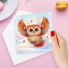 Load image into Gallery viewer, 8Pcs Snowy Owl DIY Diamond Painting Card Rhinestone Painting Card Kit for Friend