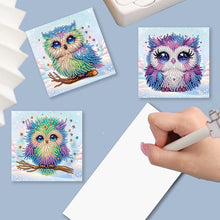Load image into Gallery viewer, 8Pcs Snowy Owl DIY Diamond Painting Card Rhinestone Painting Card Kit for Friend